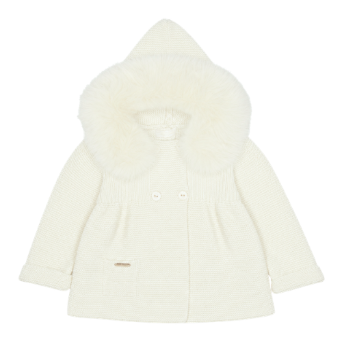 Martin Aranda Ivory Fur Hood Knit Jacket