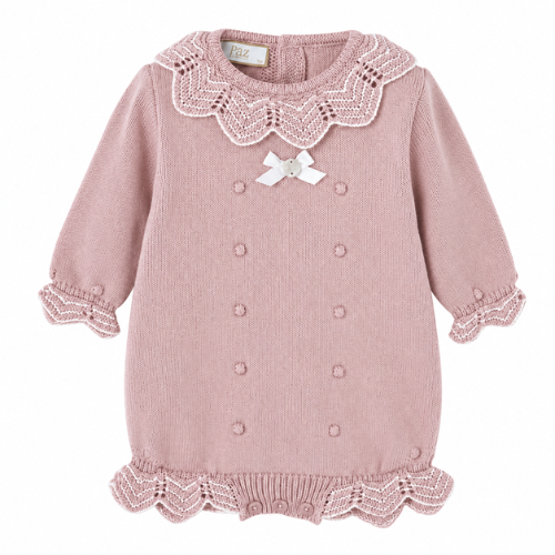 Paz Rodriguez Baby Pink Knit Scallop Romper