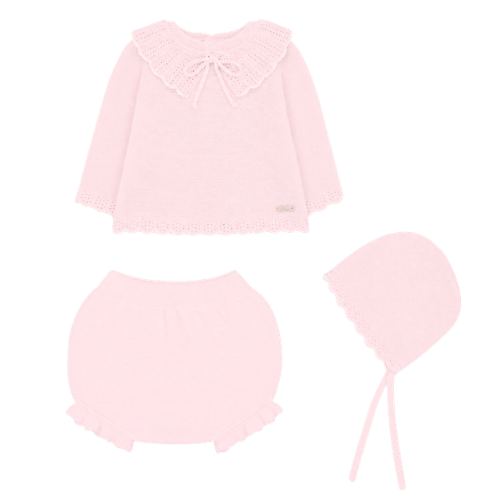 Martin Aranda Pale Pink Knit Bow Knickers Set