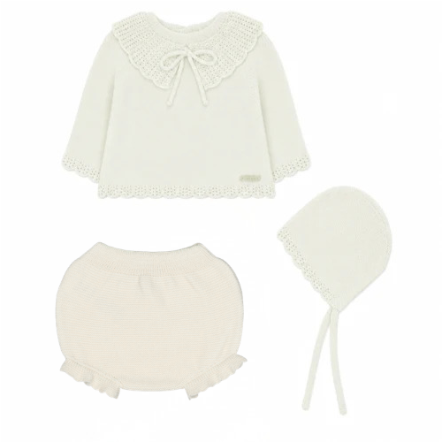 Martin Aranda Ivory Knit Bow Knickers Set