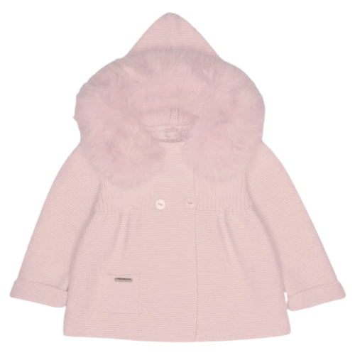 Martin Aranda Dusty Pink Fur Hood Knit Jacket