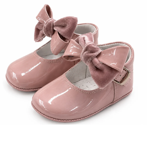 Andanines Baby Dusty Pink Bow Pre Walkers