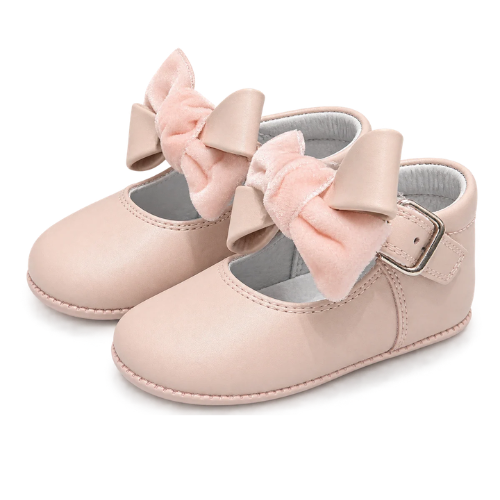 Andanines Baby Pale Pink Bow Pre Walkers