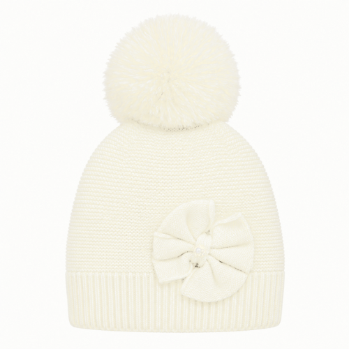 Jamiks Girls Ivory Bow Pom Pom Huntley Hat