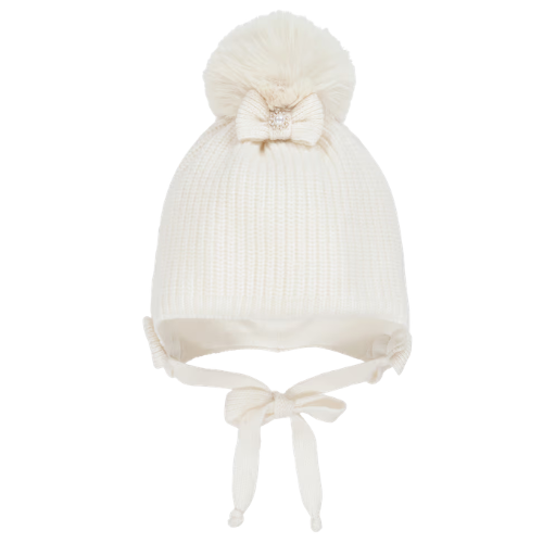 Jamiks Girls Ivory Bow Pom Pom Maddie Hat