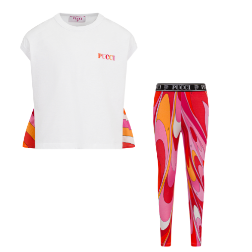 Emilio Pucci Girls Fuchsia/Orange Leggings Set