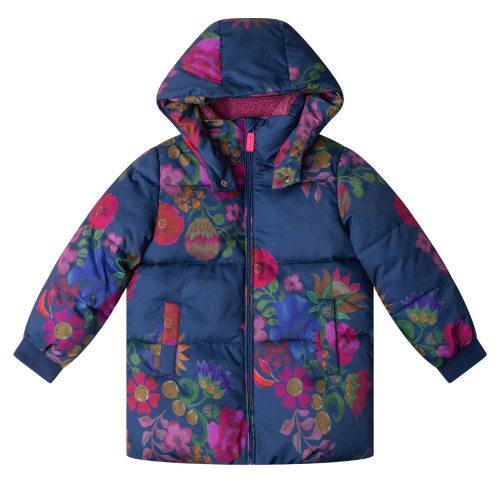 Oilily Girls 'Coorie' Navy Floral Print Coat