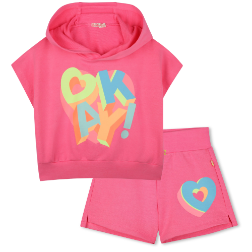 Billieblush Girls Pink Hooded Shorts Set