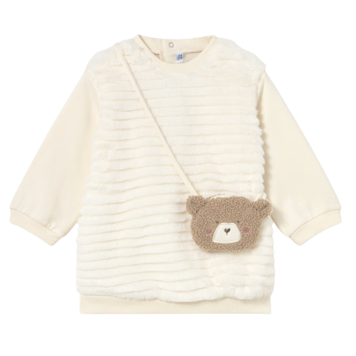 Mayoral Baby Ivory Bear Bag Dress