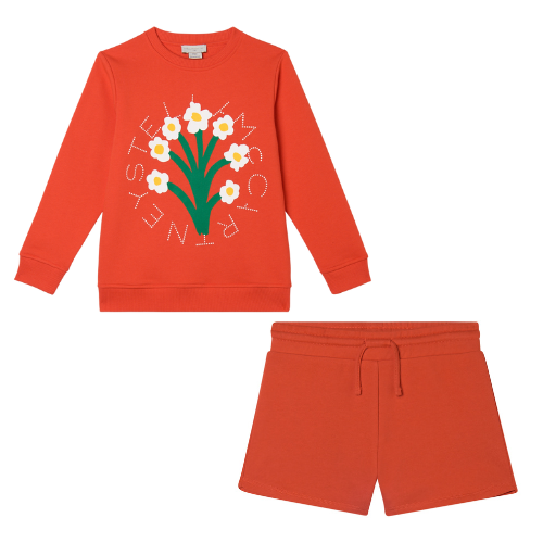 Stella McCartney Girls Red Flower Shorts Set