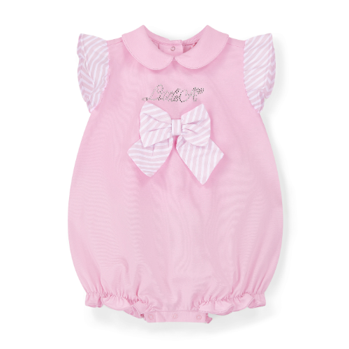 Little A Girls 'Bailey' Pink Stripe Bow Romper