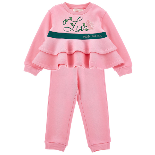 Monnalisa Girls Pink Rose Jogsuit