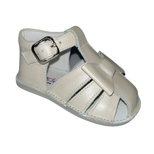 Andanines Baby Pearl Beige Bow Prewalker Sandals