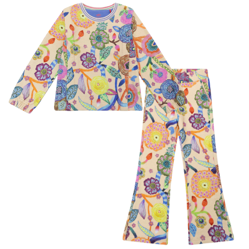 Oilily Girls Beige Floral Hazel Jogsuit