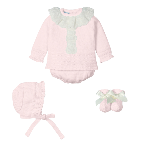 Mac Ilusion Baby Pink Lace Knit Bloomer Set