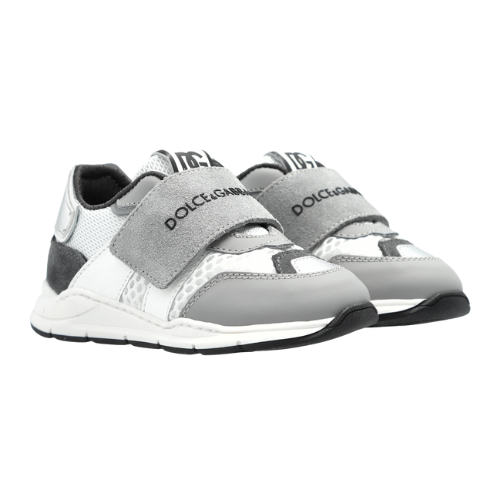 Dolce & Gabbana White & Grey Velcro Trainers