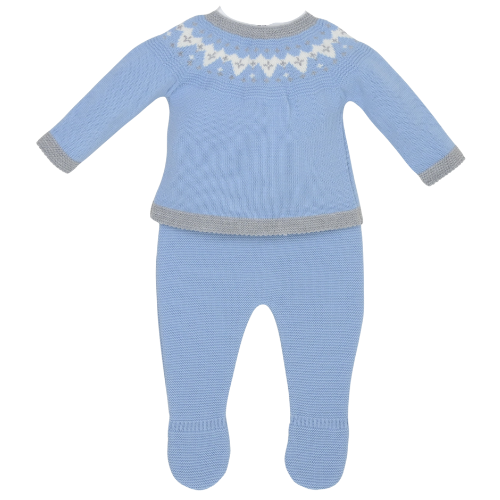 Pex Baby Boys Dusky Blue Knit 'Jax' Outfit