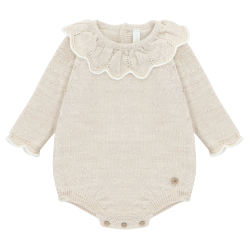 Martin Aranda Baby Girls Beige Knit Romper