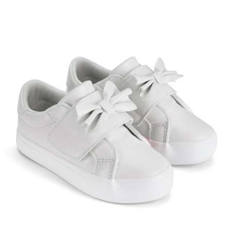 Little A Girls 'Bowie' White Bow Trainers