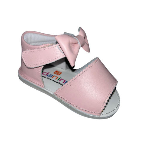 Andanines Baby Pink Bow Prewalker Sandals