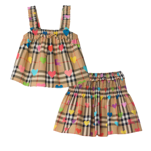 Burberry Girls Check Heart Skirt Set