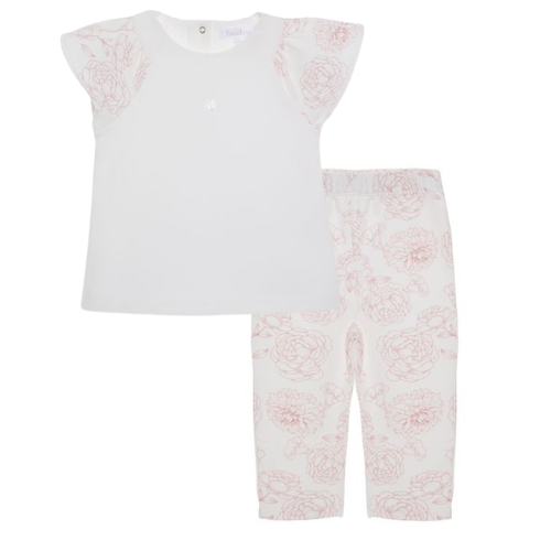 Patachou Baby White/Pink Floral Leggings Set