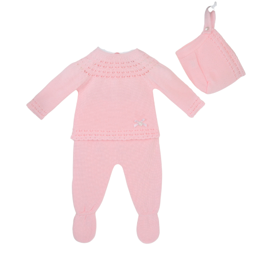 Pex Baby Girls Pale Pink Knitted Cara Outfit