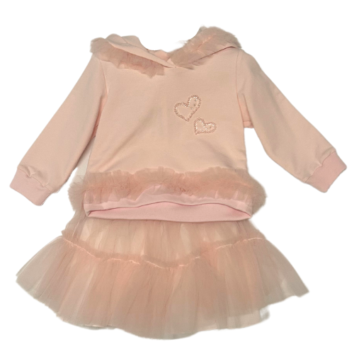 Bimbalo Girls Pink Heart Tulle Skirt Set