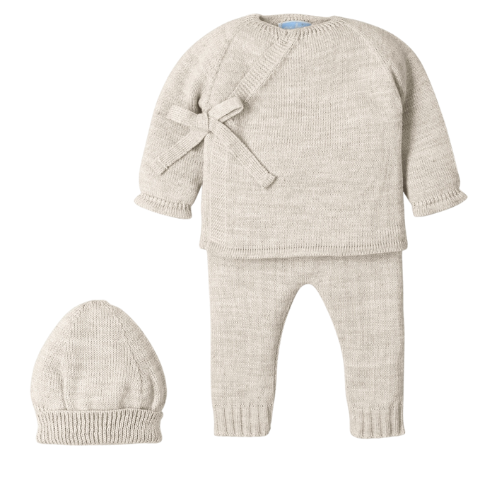 Mac Ilusion Baby Beige Tie Side Suit & Hat