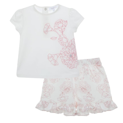 Patachou Baby White/Pink Floral Shorts Set