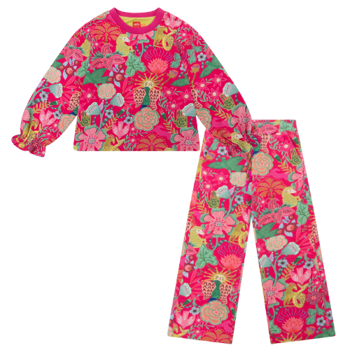 Oilily Girls Fuchsia Floral Hoossel Jogsuit