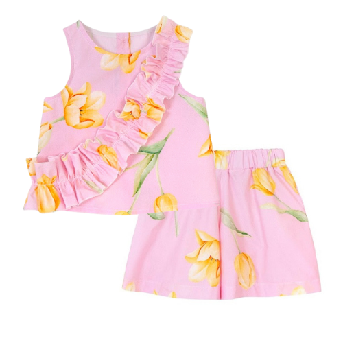 Balloon Chic Pink Tulip Shorts Suit