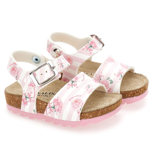 Monnalisa Girls Pink Rose Sandals