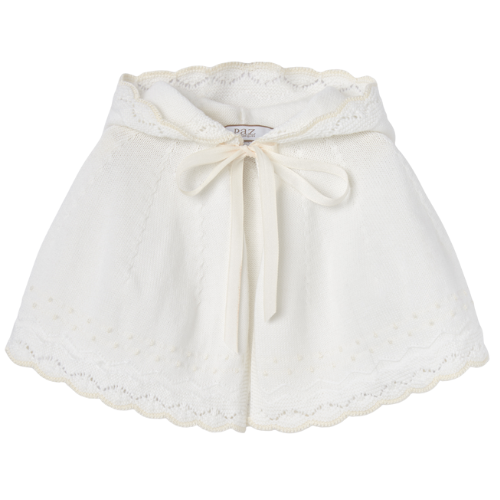Paz Rodriguez Baby Ivory Knit Cape