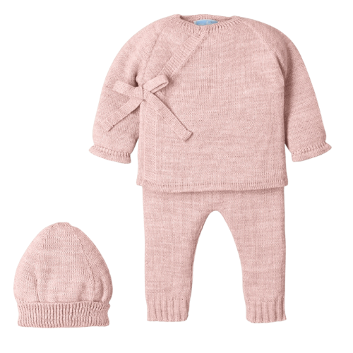 Mac Ilusion Baby Dusty Pink Tie Side Suit & Hat