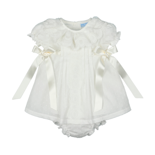 Mac Ilusion Baby Ivory Lace Bow Dress