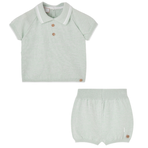 Paz Rodriguez Baby Green Knit Polo Set