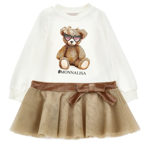 Monnalisa Girls Teddy Tulle Dress