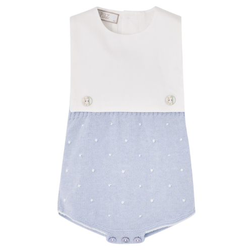 Paz Rodriguez Baby White/Blue Spot Romper