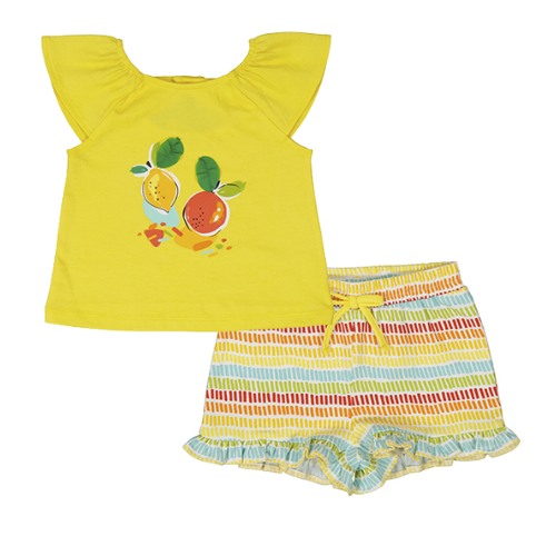 Mayoral Baby Girls Yellow Print Shorts Set