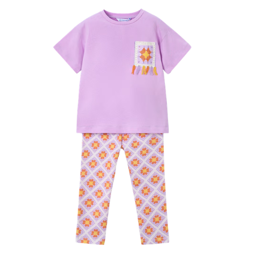 Mayoral Girls Lilac Print Leggings Set