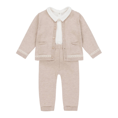 Mayoral Baby Boys Beige Knit Three Piece Outfit