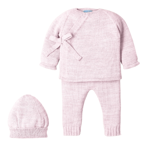 Mac Ilusion Baby Pale Pink Tie Side Suit & Hat