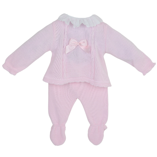 Pex Baby Girls Pink Knit Bow 'Naomi' Outfit