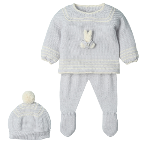 Mac Ilusion Baby Boys Grey Bunny Outfit & Hat