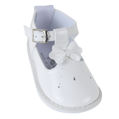 Pex Baby White Patent Oriana Bow Shoes