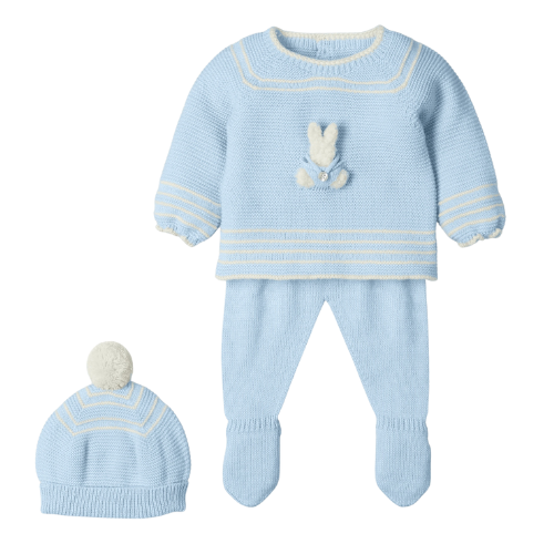 Mac Ilusion Baby Boys Blue Bunny Outfit & Hat