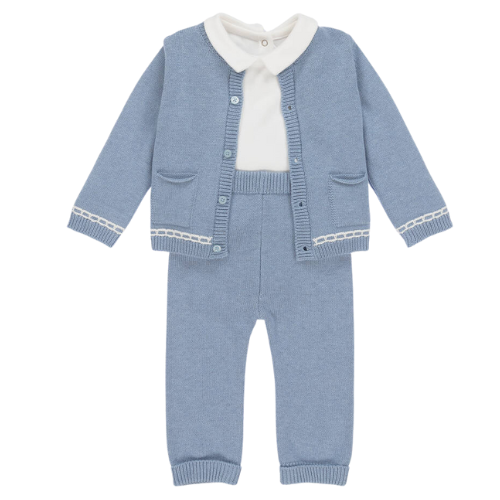 Mayoral Baby Boys Blue Knit Three Piece Outfit