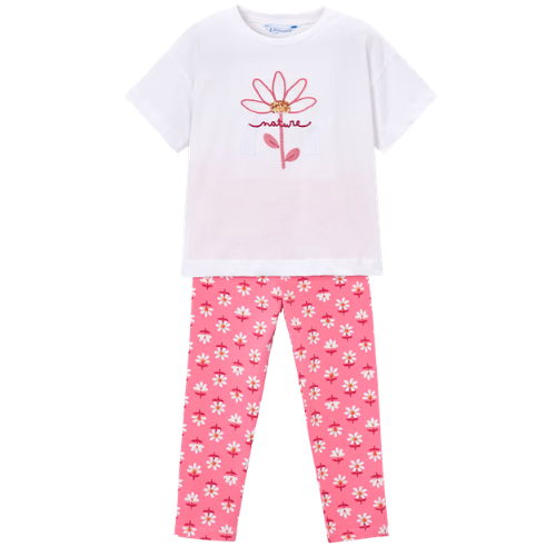 Mayoral Girls Pink Flower Print Leggings Set