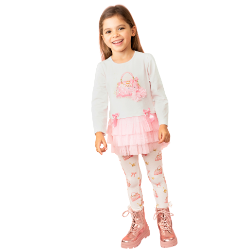 Caramelo Girls Pink Bag Leggings Set